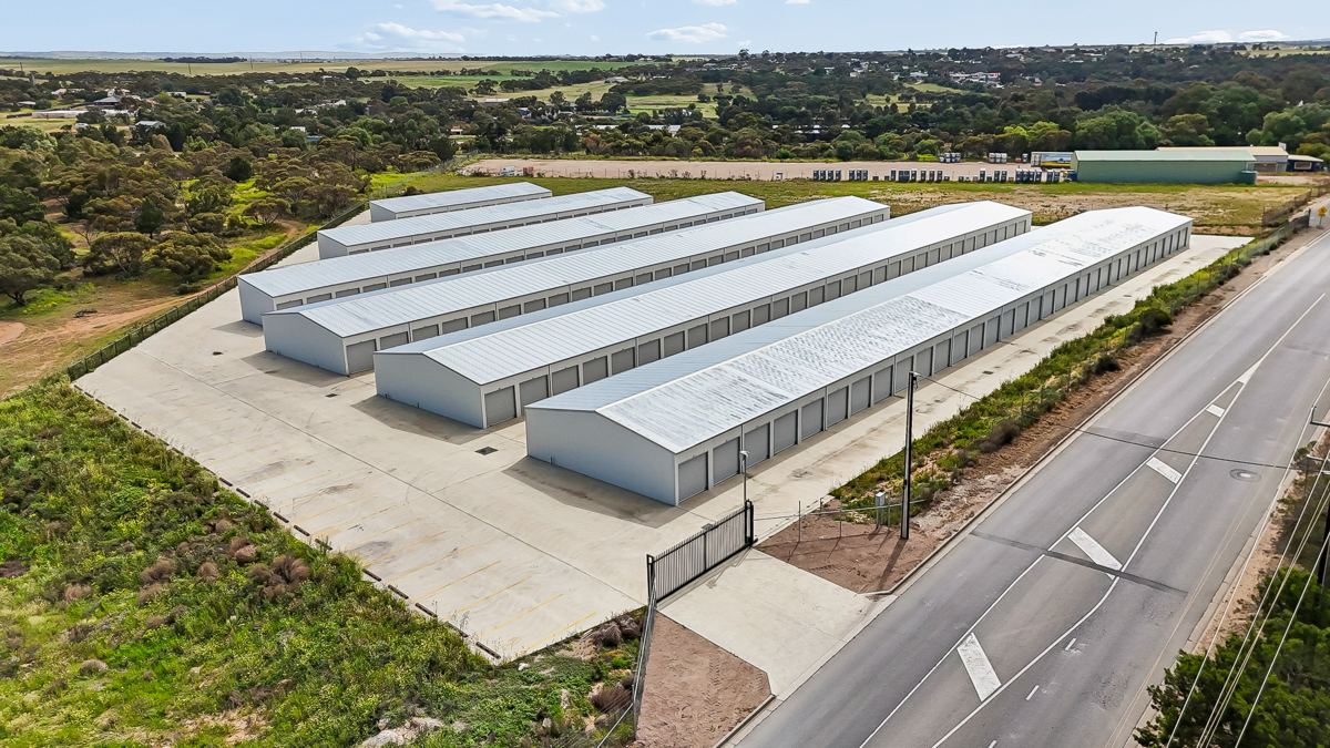 Aerial view of the SafeHouse Storage complex on Cypress Terrace, Murray Bridge